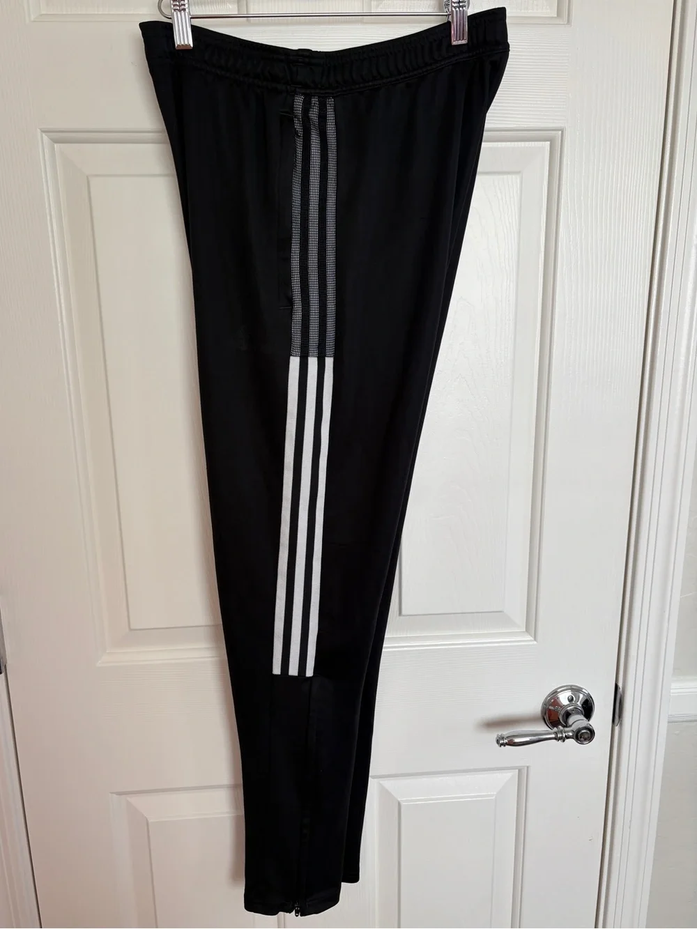 Adidas Black Track Pants w/ White Stripes & Mesh Panels